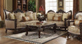 Acme 50685-86 2 pc Astoria grand frederick devayne walnut finish wood fabric sofa and love seat set