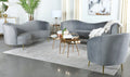 Coaster 506864-S2 2 pc Strick & Bolton la rose sophia grey velvet fabric sofa and love seat set curved backs gold legs
