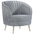 Coaster 506866  Strick & Bolton la rose sophia grey velvet fabric accent chair curved back gold legs