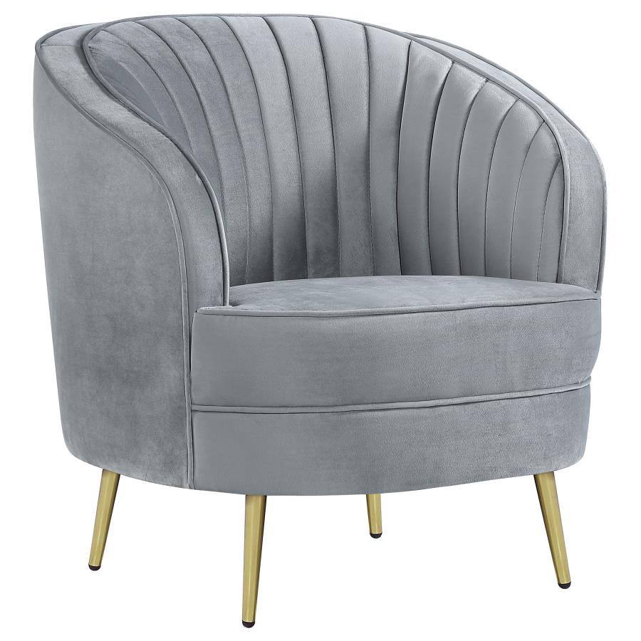 Coaster 506866  Strick & Bolton la rose sophia grey velvet fabric accent chair curved back gold legs