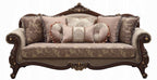 Acme 50690-91 2 pc Astoria grand nebel mehadi walnut finish wood velvet fabric sofa and love seat set
