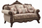 Acme 50690-91 2 pc Astoria grand nebel mehadi walnut finish wood velvet fabric sofa and love seat set