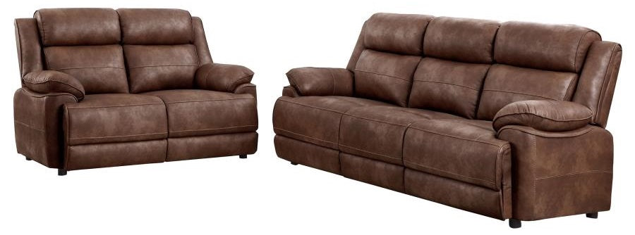 Coaster 508281-S2 2 pc Ellington dark brown microfiber sofa and love seat set with overstuffed arms