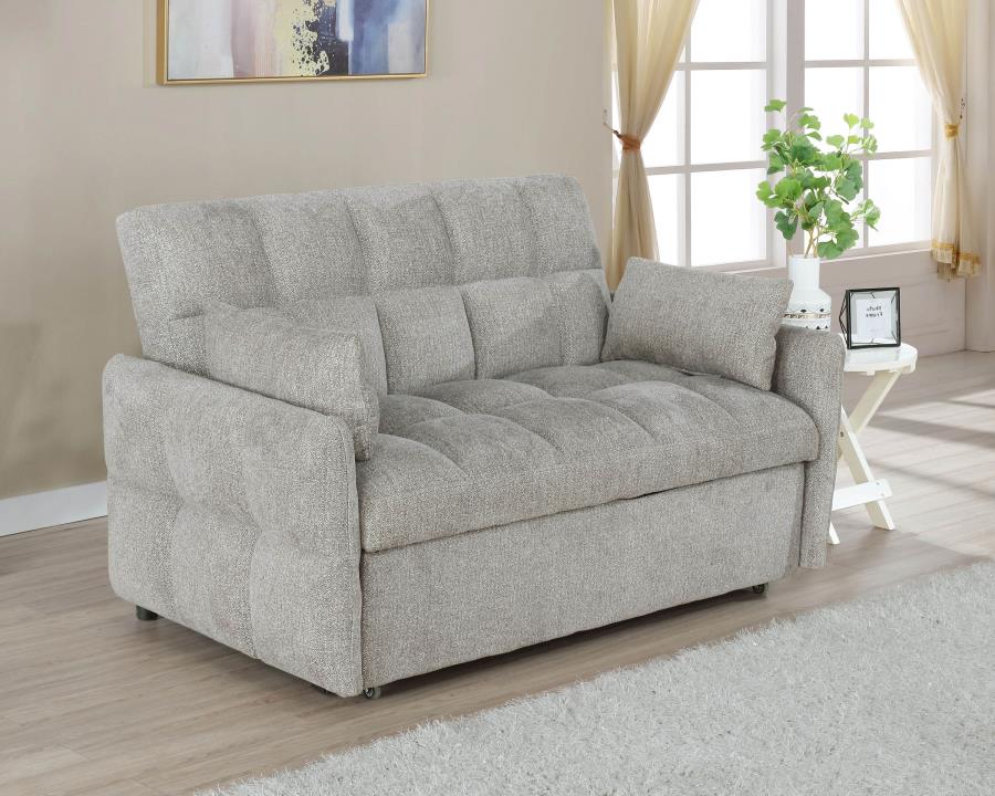 Coaster 508307 Latitude run kanza cotswold beige chenille fabric sofa fold down pop up sleeper bed