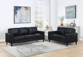 Coaster 508361-S2 2 pc Ruth black faux leather sofa and love seat set with track arms