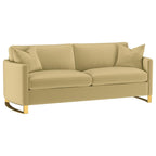 Coaster 508824-S2 2 pc Corliss camel velvet fabric sofa and love seat set with round arms and gold legs