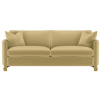 Coaster 508824-S2 2 pc Corliss camel velvet fabric sofa and love seat set with round arms and gold legs