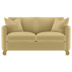 Coaster 508824-S2 2 pc Corliss camel velvet fabric sofa and love seat set with round arms and gold legs