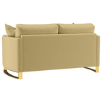 Coaster 508824-S2 2 pc Corliss camel velvet fabric sofa and love seat set with round arms and gold legs