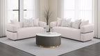 Coaster 508961-S2 2 pc Jeanette beige fabric sofa and love seat set with round arms and center accent