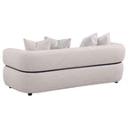 Coaster 508961-S2 2 pc Jeanette beige fabric sofa and love seat set with round arms and center accent