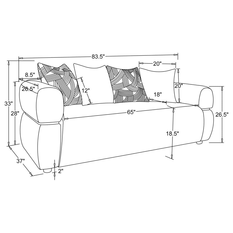 Coaster 508961-S2 2 pc Jeanette beige fabric sofa and love seat set with round arms and center accent