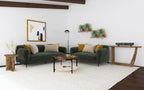 Coaster Jade 2-Pc Green Chenille Fabric Mid-Century Modern Sofa and Love Seat Set with Overstuffed Arms – 509131-S2