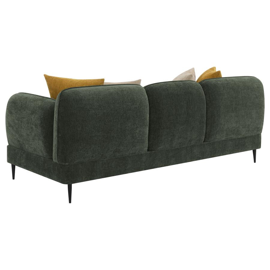 Coaster Jade 2-Pc Green Chenille Fabric Mid-Century Modern Sofa and Love Seat Set with Overstuffed Arms – 509131-S2