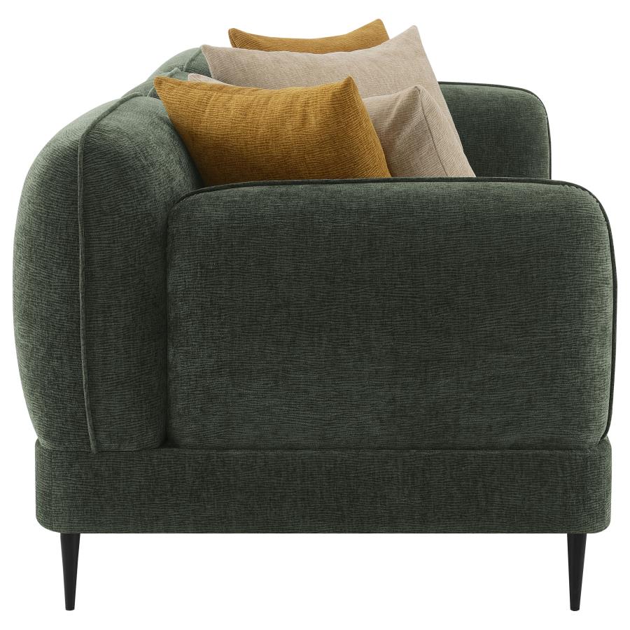 Coaster Jade 2-Pc Green Chenille Fabric Mid-Century Modern Sofa and Love Seat Set with Overstuffed Arms – 509131-S2