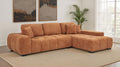 Octavia Orange Fabric Grid-Tufted Mid-Century Modern Sectional Sofa with Chaise – 509350