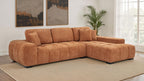 Octavia Orange Fabric Grid-Tufted Mid-Century Modern Sectional Sofa with Chaise – 509350