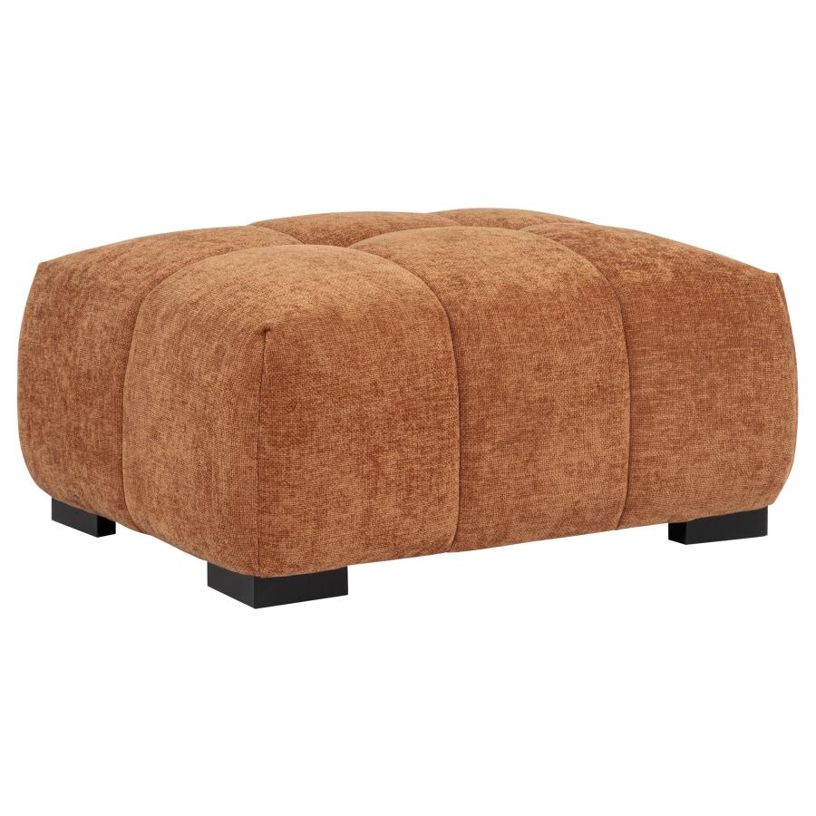 Octavia Orange Fabric Grid-Tufted Mid-Century Modern Sectional Sofa with Chaise – 509350