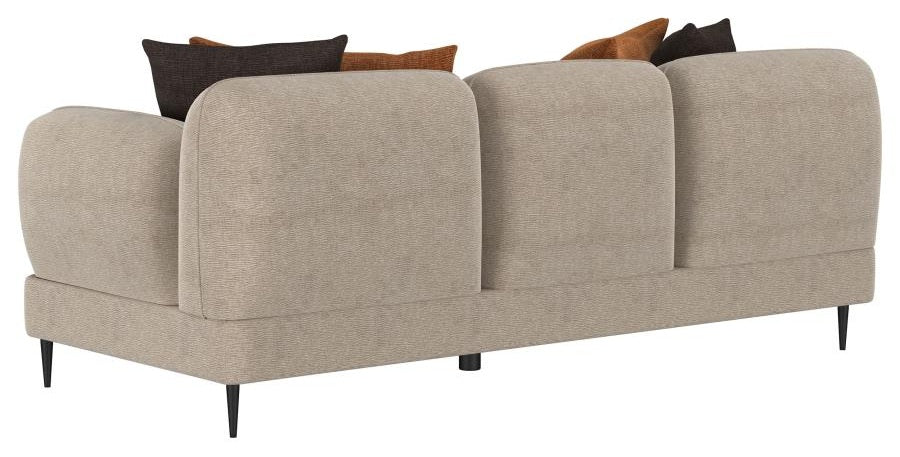 Coaster 509411-S2 2 pc Jade latte chenille fabric sofa and love seat set overstuffed arms mid-century modern