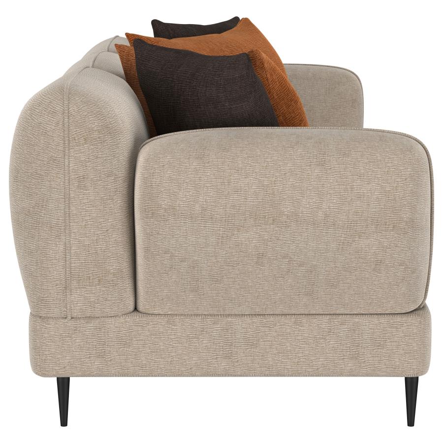 Coaster 509411-S2 2 pc Jade latte chenille fabric sofa and love seat set overstuffed arms mid-century modern