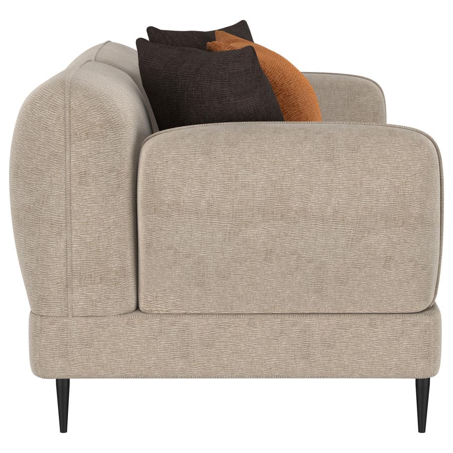 Coaster 509411-S2 2 pc Jade latte chenille fabric sofa and love seat set overstuffed arms mid-century modern