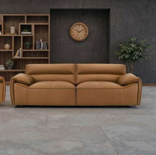 Coaster 509501-S2 2 pc Buxton orange 100% top grain leather minimalism low back sofa and love seat set