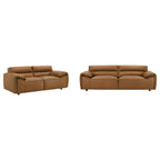 Coaster 509501-S2 2 pc Buxton orange 100% top grain leather minimalism low back sofa and love seat set