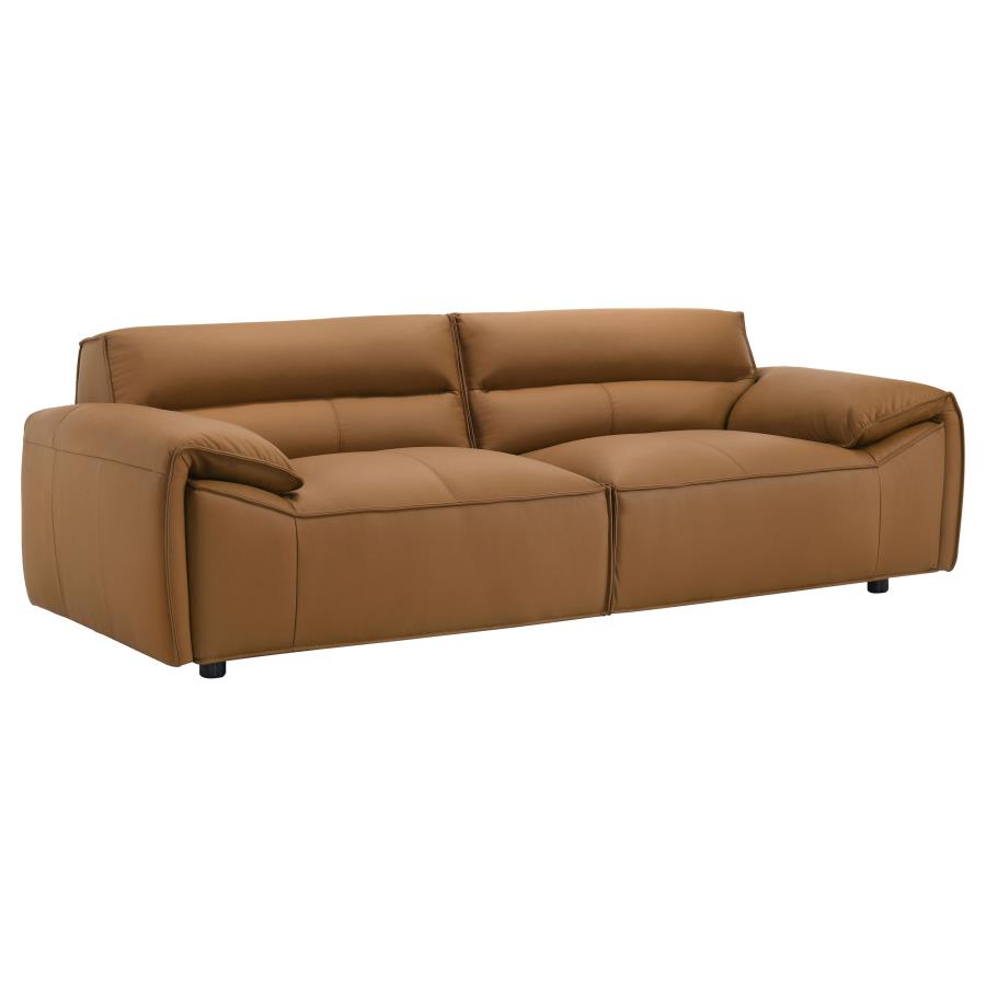 Coaster 509501-S2 2 pc Buxton orange 100% top grain leather minimalism low back sofa and love seat set
