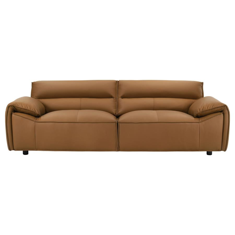 Coaster 509501-S2 2 pc Buxton orange 100% top grain leather minimalism low back sofa and love seat set