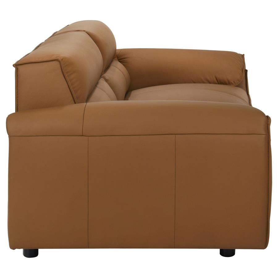 Coaster 509501-S2 2 pc Buxton orange 100% top grain leather minimalism low back sofa and love seat set