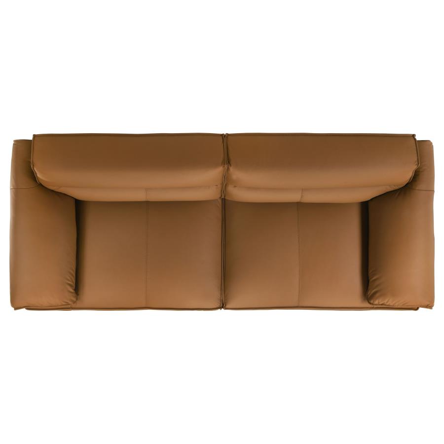 Coaster 509501-S2 2 pc Buxton orange 100% top grain leather minimalism low back sofa and love seat set