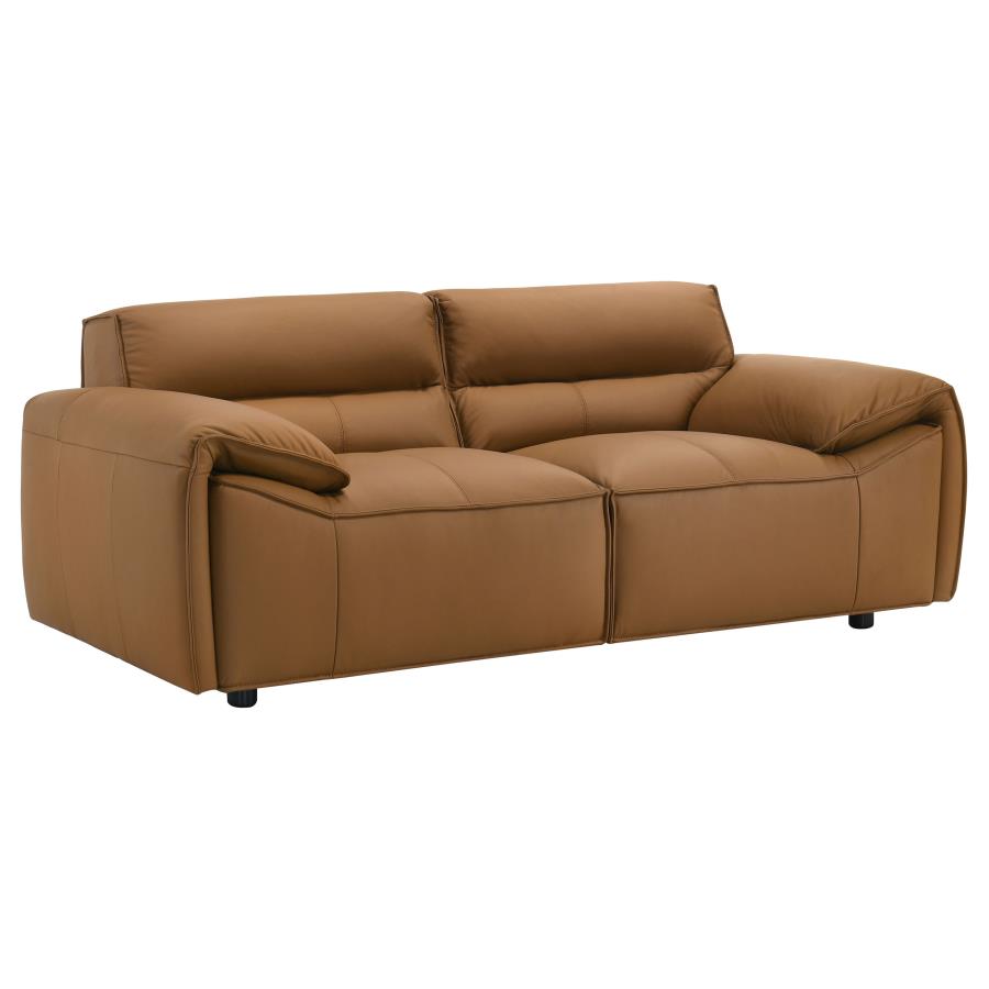 Coaster 509501-S2 2 pc Buxton orange 100% top grain leather minimalism low back sofa and love seat set