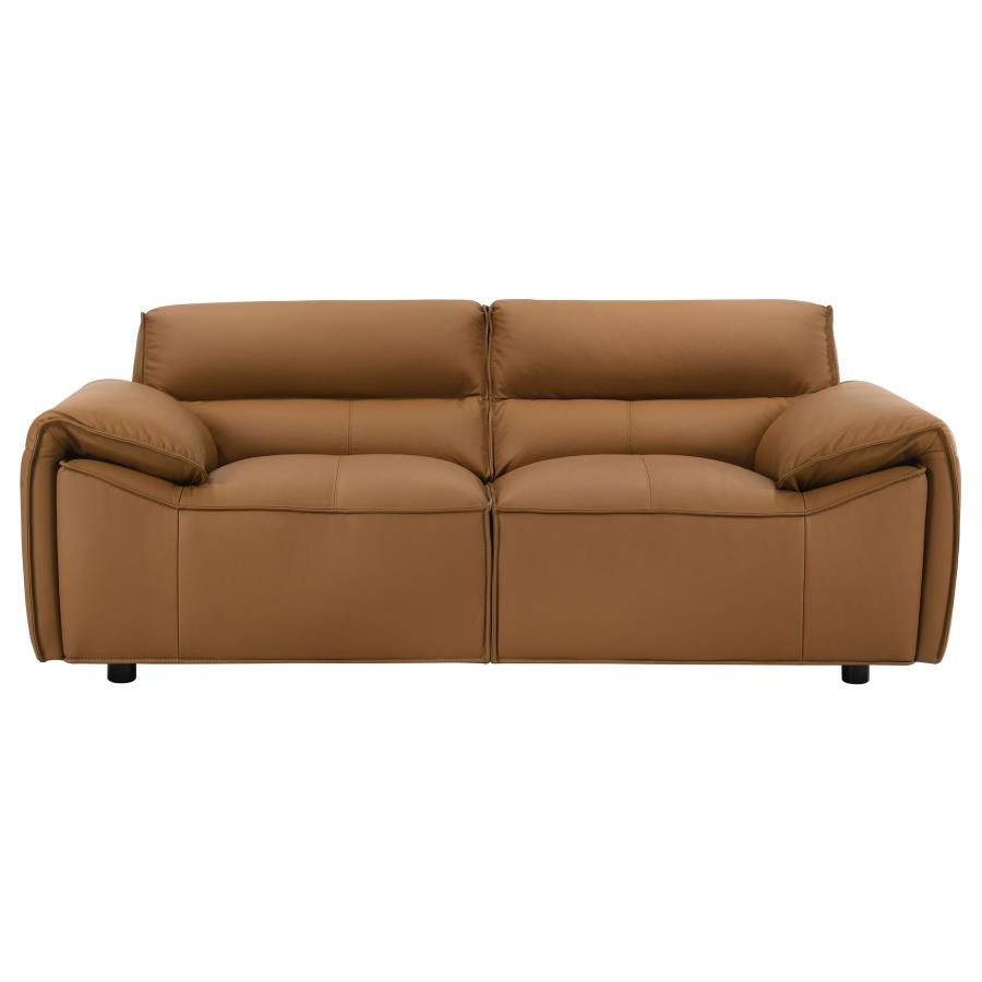 Coaster 509501-S2 2 pc Buxton orange 100% top grain leather minimalism low back sofa and love seat set