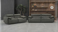 Coaster 509504-S2 2 pc Buxton graphite grey 100% top grain leather minimalism low back sofa and love seat set