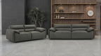Coaster 509504-S2 2 pc Buxton graphite grey 100% top grain leather minimalism low back sofa and love seat set