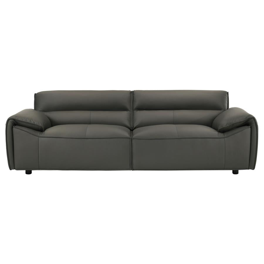 Coaster 509504-S2 2 pc Buxton graphite grey 100% top grain leather minimalism low back sofa and love seat set