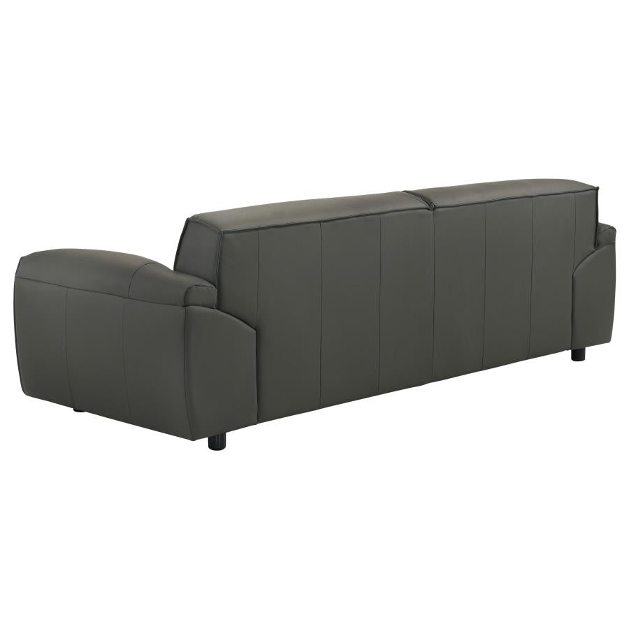 Coaster 509504-S2 2 pc Buxton graphite grey 100% top grain leather minimalism low back sofa and love seat set