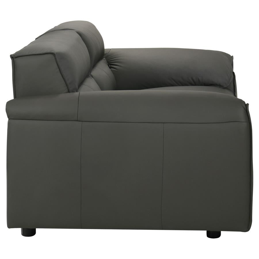 Coaster 509504-S2 2 pc Buxton graphite grey 100% top grain leather minimalism low back sofa and love seat set