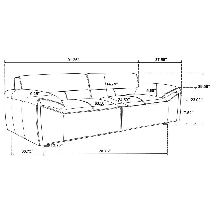 Coaster 509504-S2 2 pc Buxton graphite grey 100% top grain leather minimalism low back sofa and love seat set