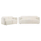 Coaster 509811-S2 2 pc Dorset soft white textured fabric sofa and love seat set rounded arms