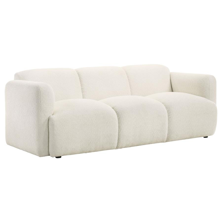 Coaster 509811-S2 2 pc Dorset soft white textured fabric sofa and love seat set rounded arms