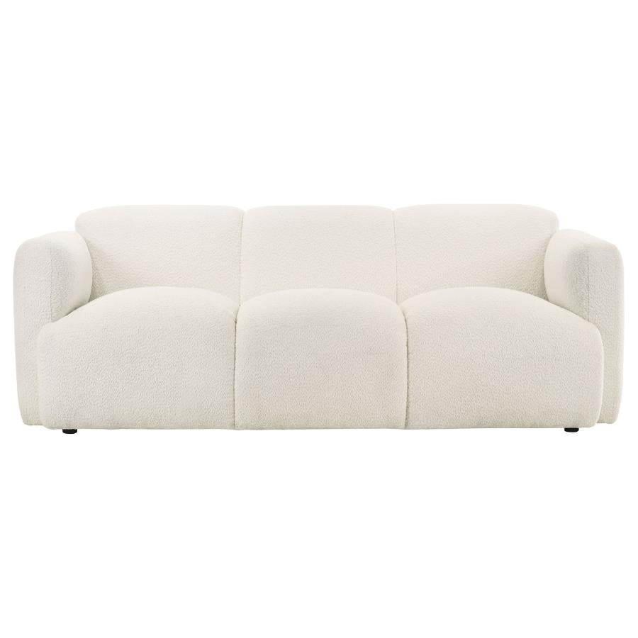 Coaster 509811-S2 2 pc Dorset soft white textured fabric sofa and love seat set rounded arms