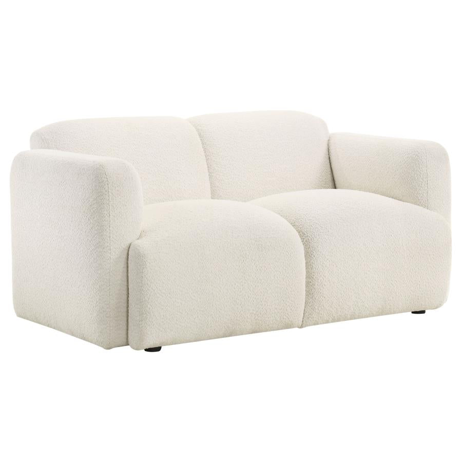 Coaster 509811-S2 2 pc Dorset soft white textured fabric sofa and love seat set rounded arms