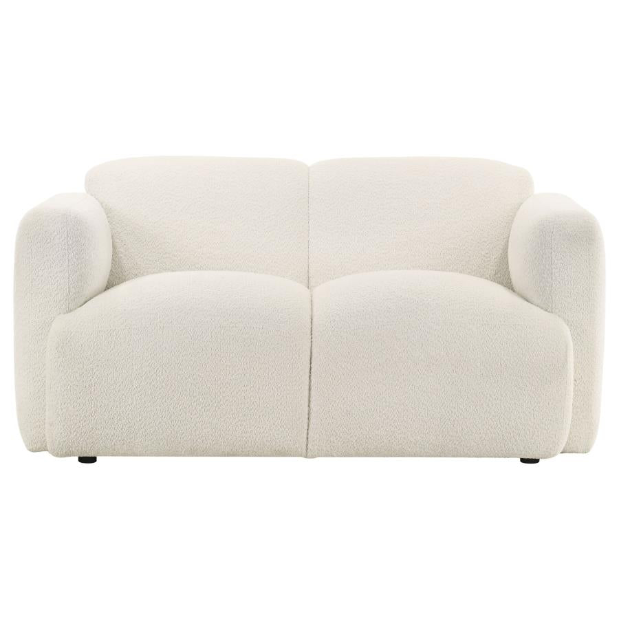 Coaster 509811-S2 2 pc Dorset soft white textured fabric sofa and love seat set rounded arms