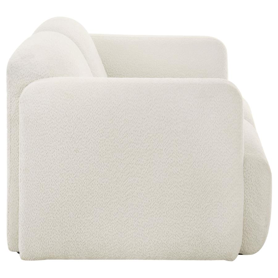 Coaster 509811-S2 2 pc Dorset soft white textured fabric sofa and love seat set rounded arms