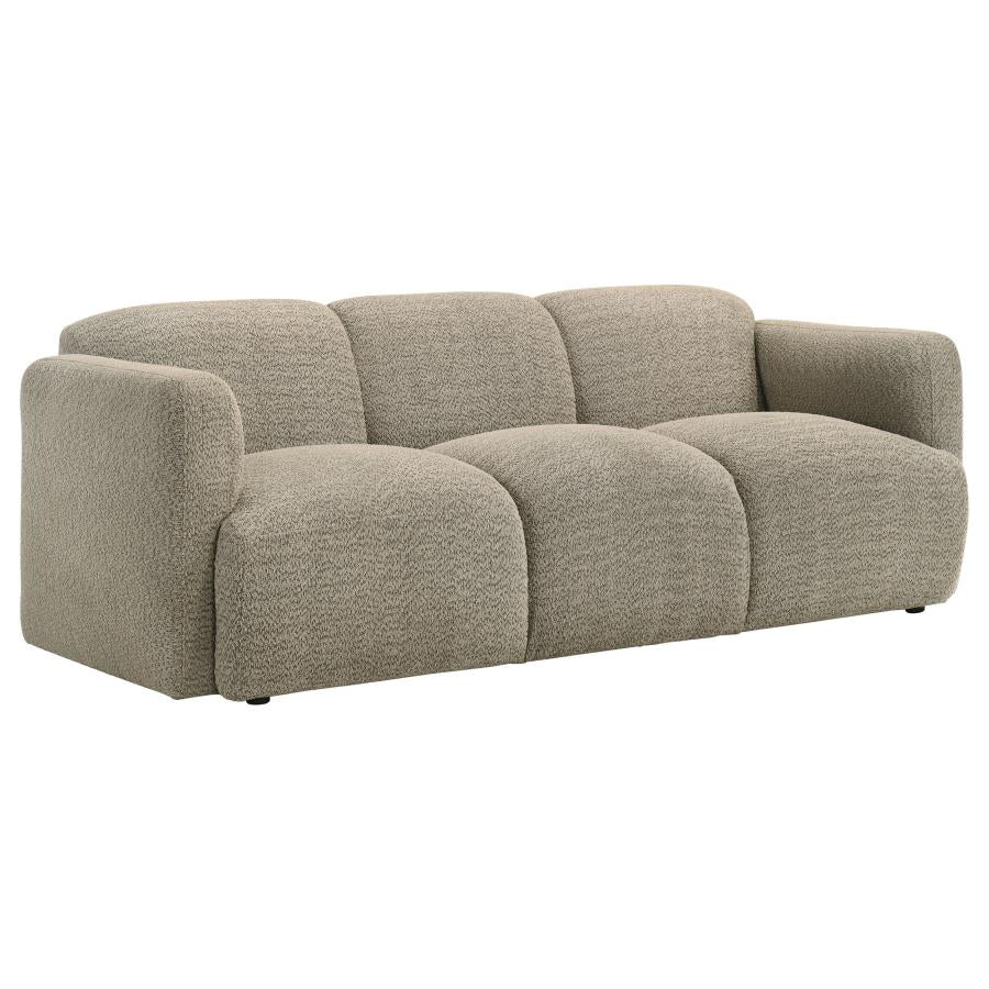 Coaster 509814-S2 2 pc Dorset soft brown textured fabric sofa and love seat set rounded arms