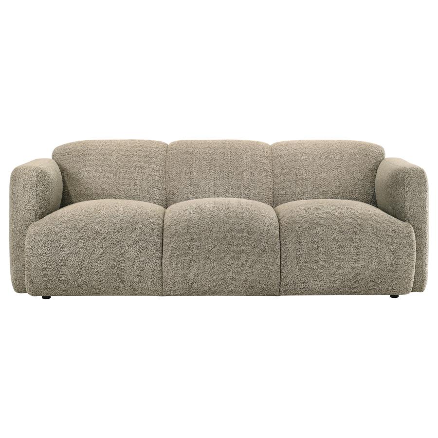 Coaster 509814-S2 2 pc Dorset soft brown textured fabric sofa and love seat set rounded arms