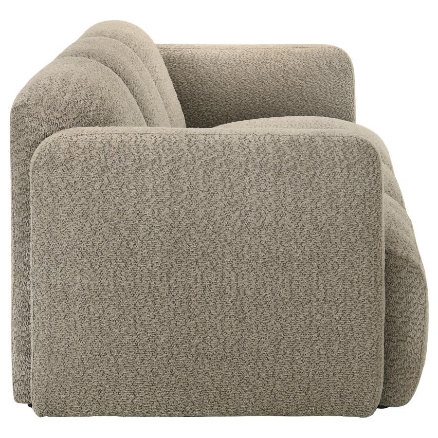 Coaster 509814-S2 2 pc Dorset soft brown textured fabric sofa and love seat set rounded arms