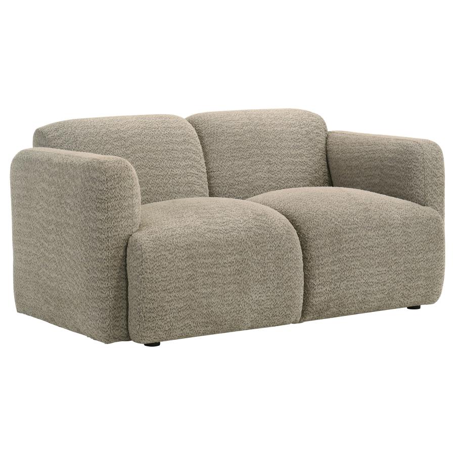 Coaster 509814-S2 2 pc Dorset soft brown textured fabric sofa and love seat set rounded arms