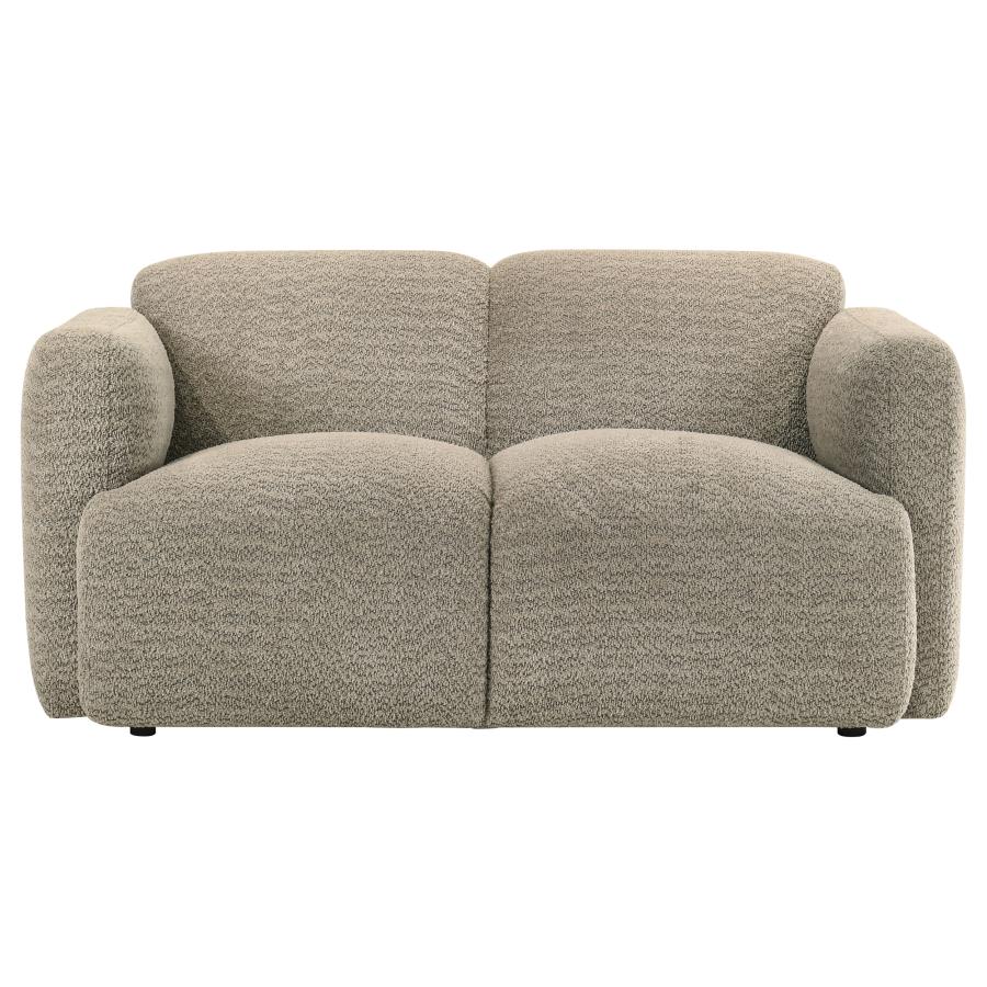Coaster 509814-S2 2 pc Dorset soft brown textured fabric sofa and love seat set rounded arms